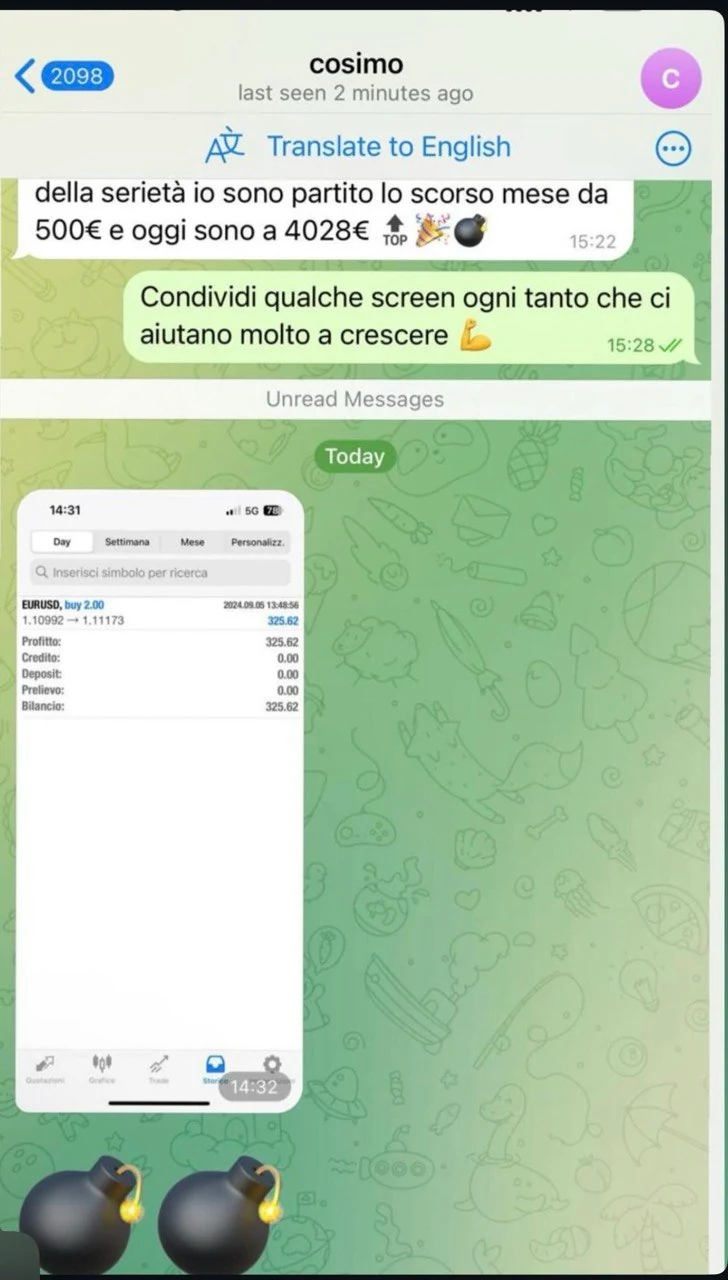Member-shared trading result screenshot